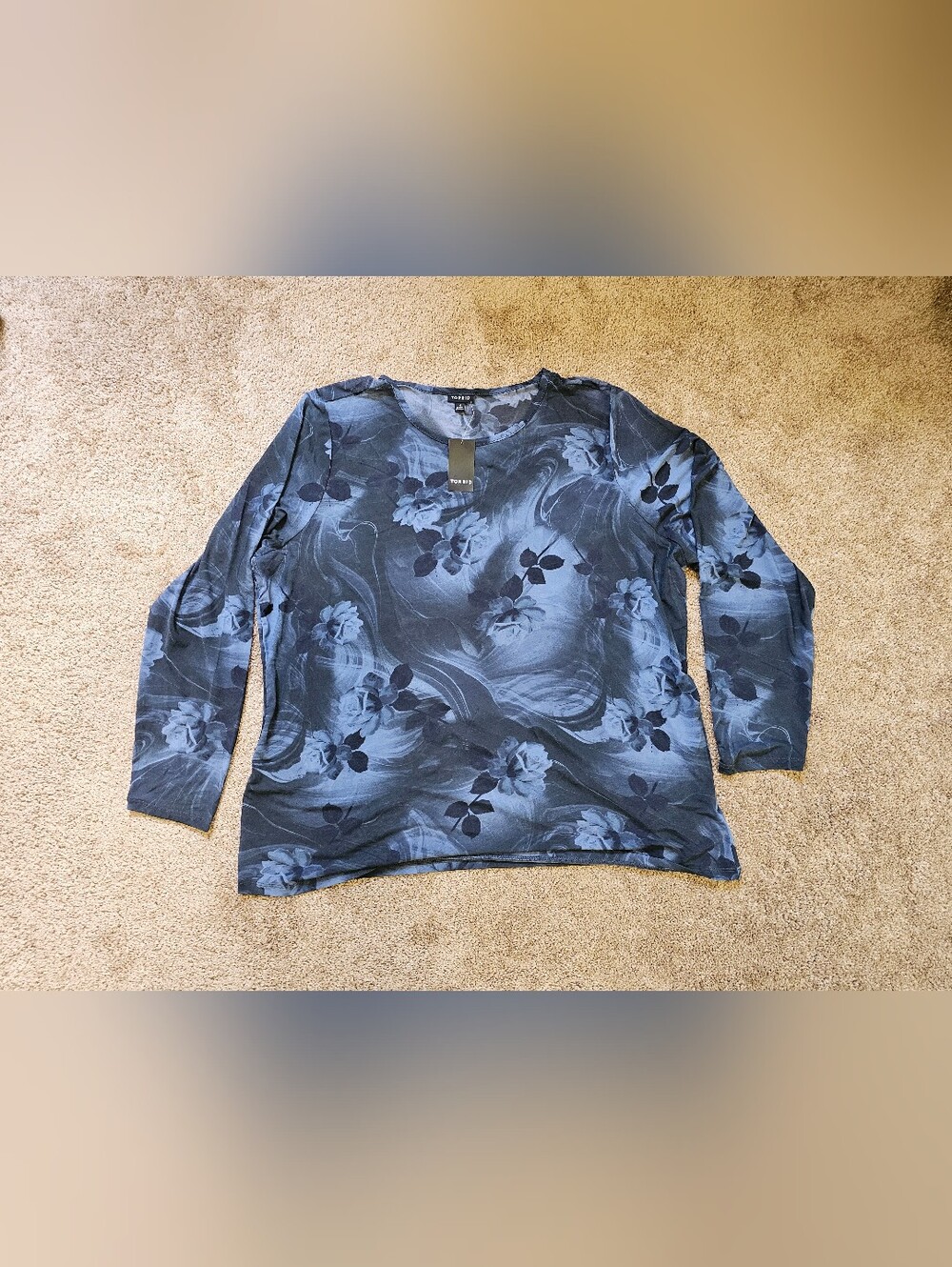 torrid Navy Floral Print Long-Sleeve Tee